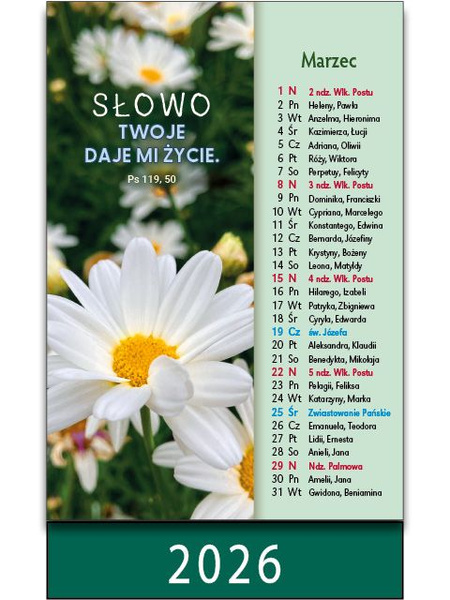 Kalendarz 2026 na biurko - Słowo