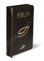 Biblia z RYBKĄ z suwakiem - skóra naturalna czarna